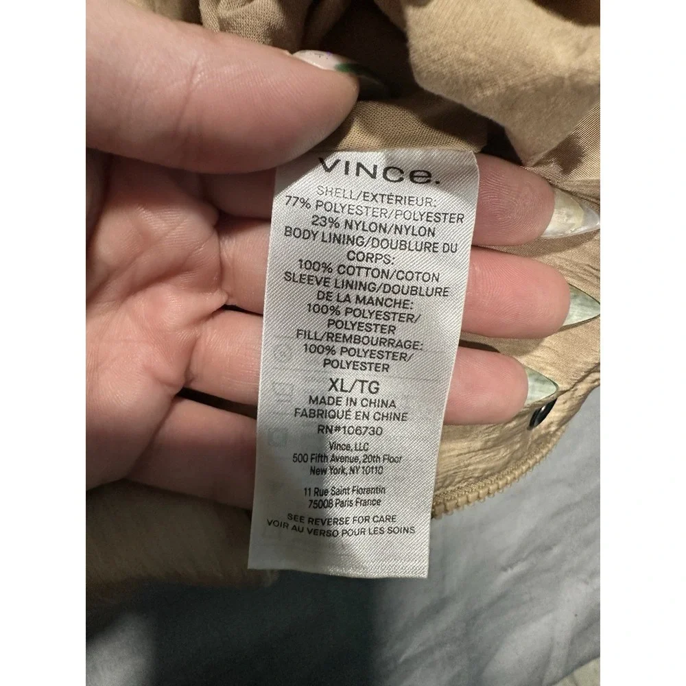 Vince Soft Padded Puffer‎ Tan Jacket XL